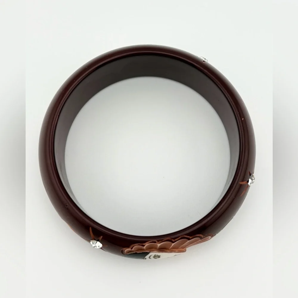 Vintage Bakelite Eggplant Galalith Bangle 
Pierrot Design Art Deco French - Picture 8 of 8